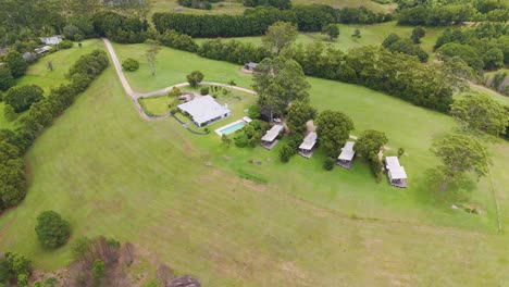 scenic landscape with resort and greenery