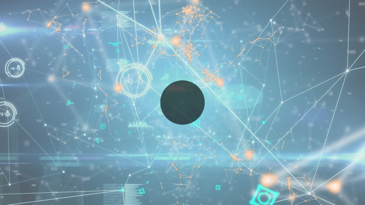 온라인 아이콘과 데이터 처리로 연결 네트워크의 애니메이션