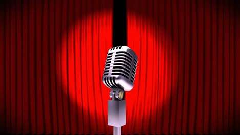 Microphone-on-red-curtains
