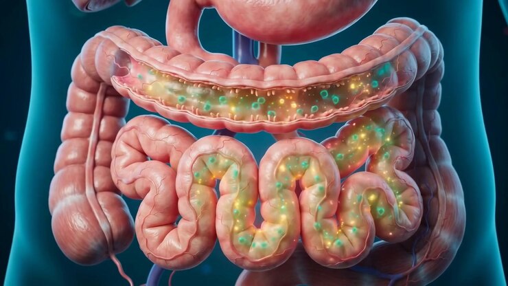 Three Dimensional Render Of Human Digestive System Organs In Medical Detail