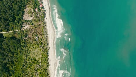 Aerial-drone-of-beach,-Colombia