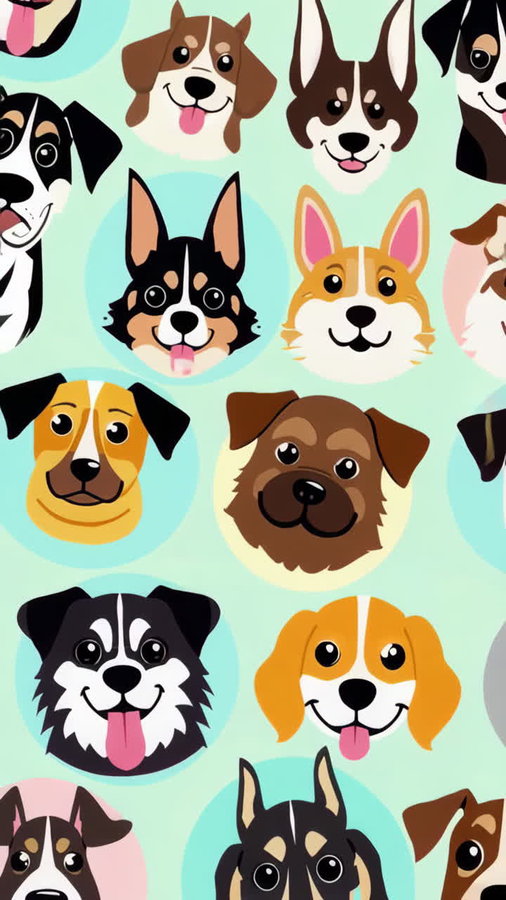 Cute Cartoon Dog Faces Pattern