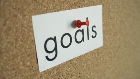 sticky note: goals - pinned to cork wall