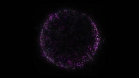 bucle sin costuras. animación de un portal de círculo púrpura, formado por partículas y ráfagas de energía, aislado en fondo negro con alpha luma matte vfx cg 4k. puerta espacial. constelaciones. galaxia.
