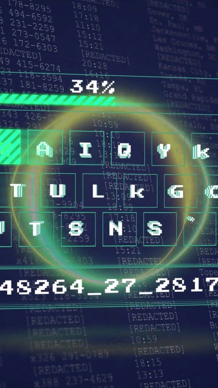 Animation of data processing on black background