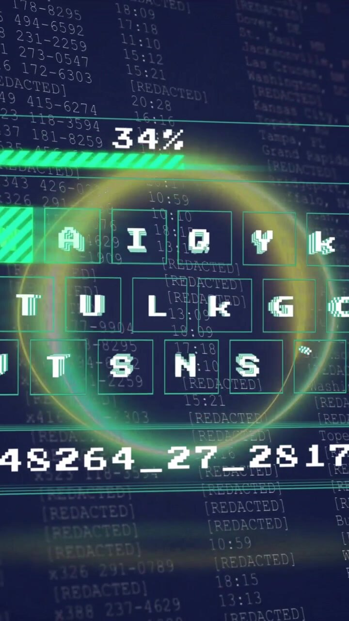 Animation of data processing on black background