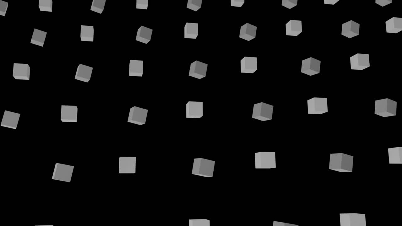 Animation of grey cubes on black background