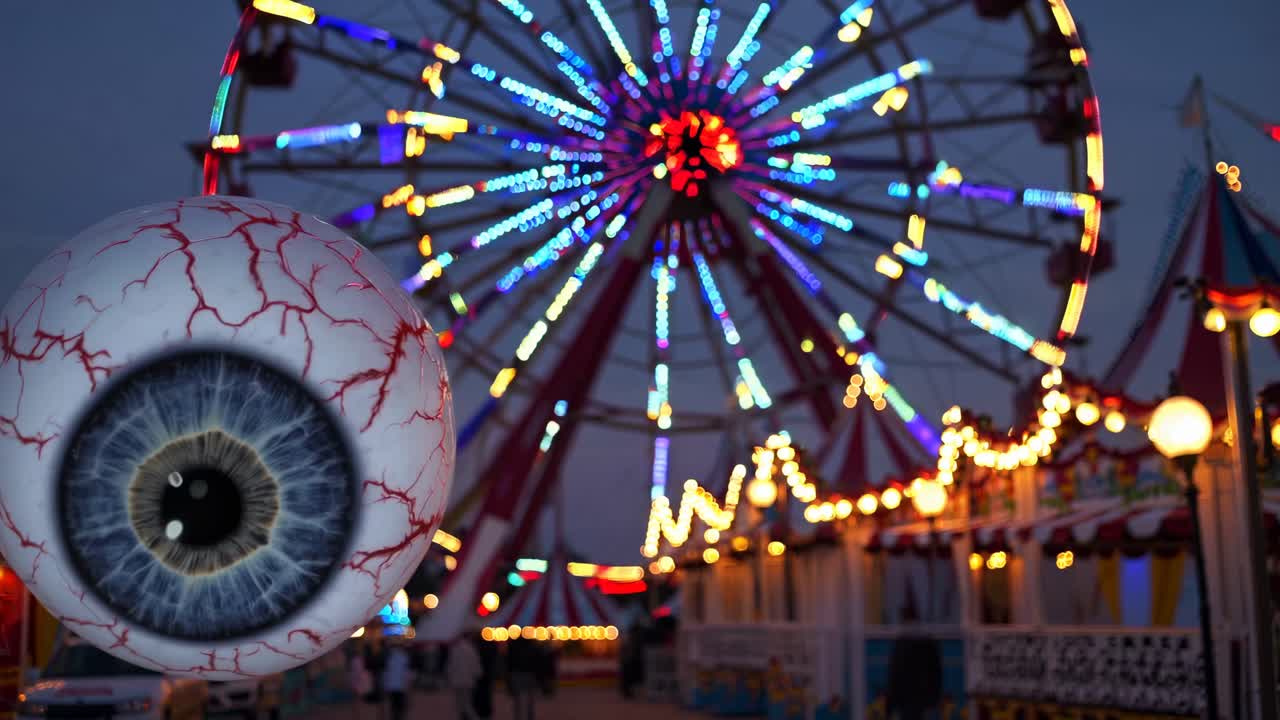 Creepy Eye at a Night Funfair