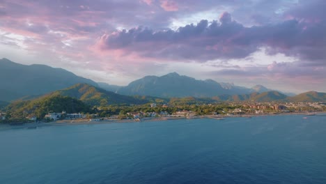 coastal resort at sunset