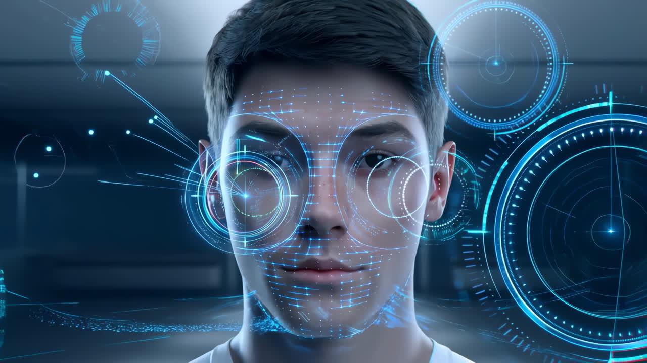 Facial Recognition Technology Scanning a Person's Face