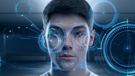 facial recognition technology scanning a person's face