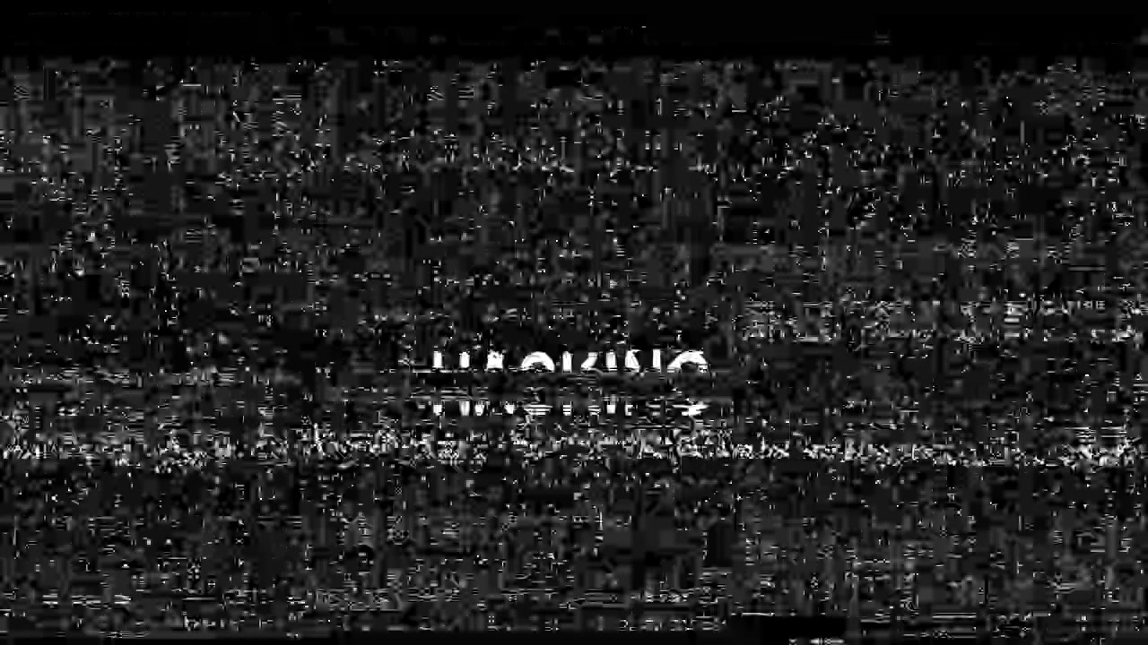 Glitching Hacking Text on Black and White Static Background