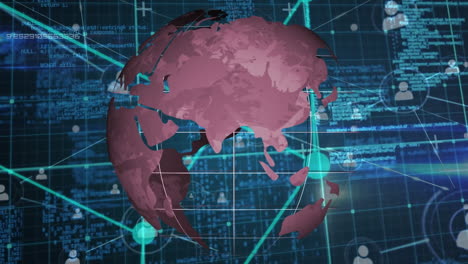 animation of data processing over globe and connections