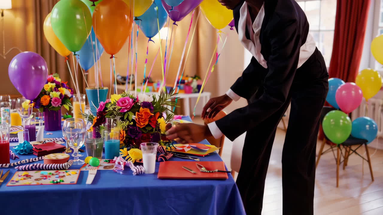 Birthday Party Table Setting by a Businesswoman