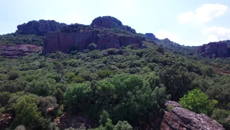 Aerial-view-of-landscape-of-Cannes-mountain-and-canyon-at-sunny-summer-morning