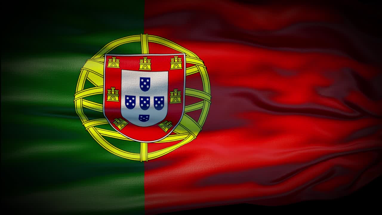 ポルトガルの国旗は風に振り回される リアルな4kクローズアップ