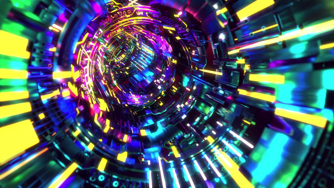 el túnel cyberpunk es un bucle infinito.