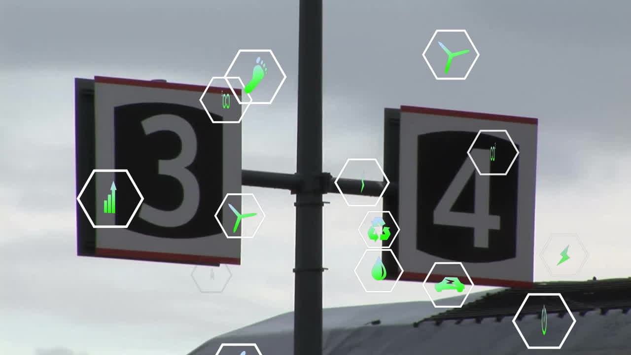 풍경에 대한 데이터 처리와 함께 생태 아이콘의 애니메이션