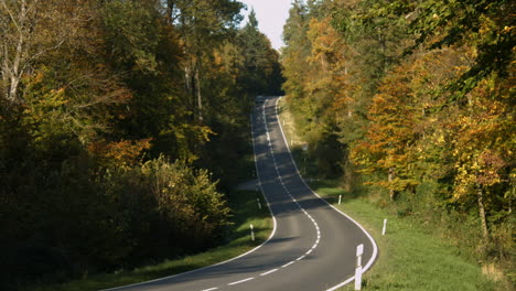 vehicles on the road in autumn