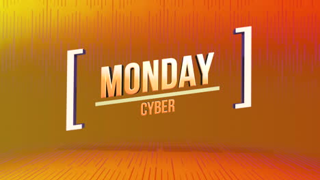 Cyber-Monday-text-on-yellow-geometric-pattern-with-gradient-lines