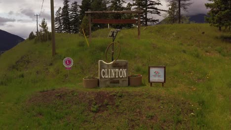 a fond farewell to clinton: a pullback drone shot of the iconic town sign