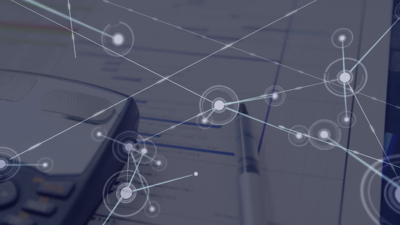 펜과 문서로 계산기를 통해 연결 네트워크의 애니메이션