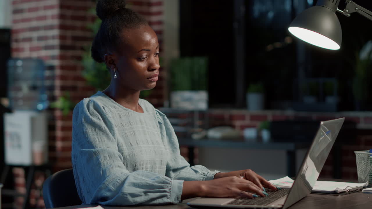 Sales consultant having back pain after working on stock market sales