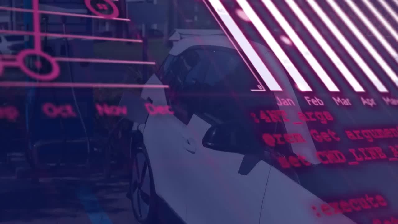 animación del procesamiento de datos durante la carga del coche eléctrico.