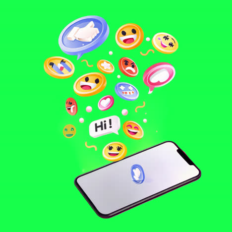 smartphone emojis social media interaction animation isolated asset, transparent 4k video, alpha