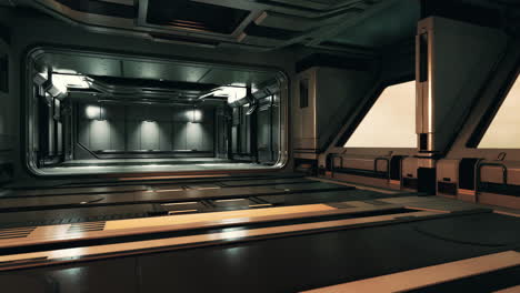 interior futurista de la base espacial