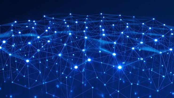 Abstract Digital Network Connection with Glowing Nodes and Lines