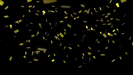 animation of set of gold confetti falling on black background