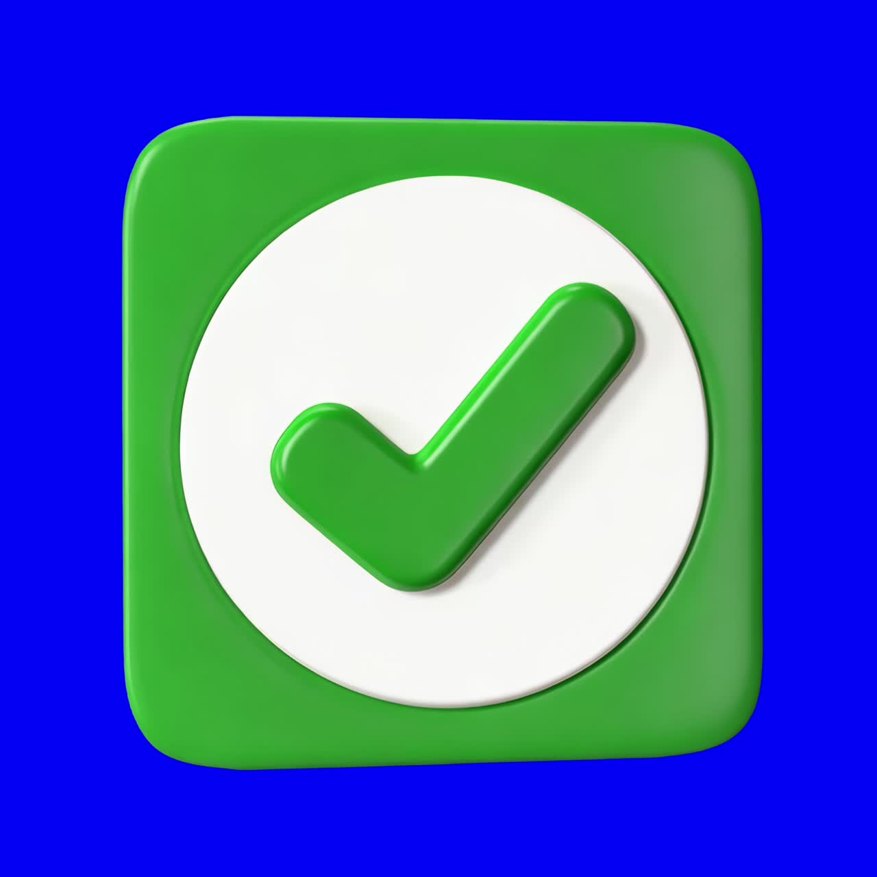 Green checkmark icon approval animation, transparent 4K video, green screen