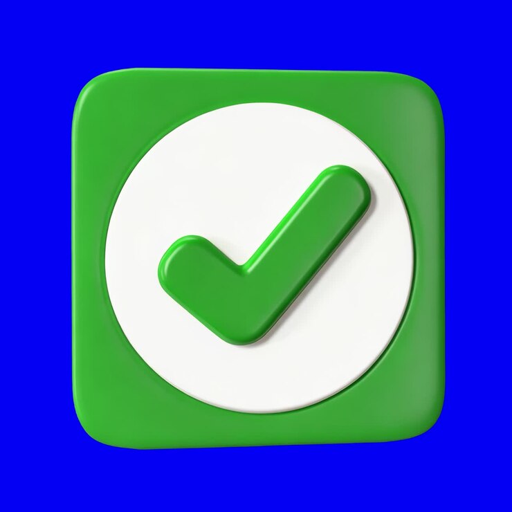 Green checkmark icon approval animation, transparent 4K video, green screen