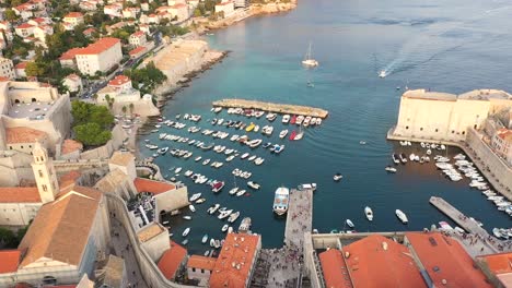 aerial view over dubrovnik old town during sunset on the coast of adriatic sea, dalmatia, croatia - popular travel destination unesco world heritage sites of croatia