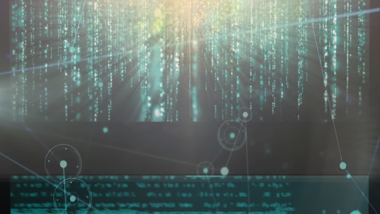 Animazione dell'elaborazione dati su sfondo blu