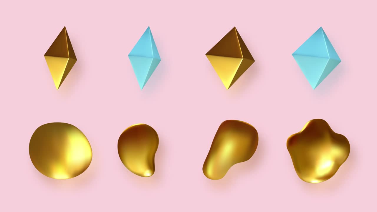 금속 형태: 현실적인 3d 기하학적 객체와 함께 배경