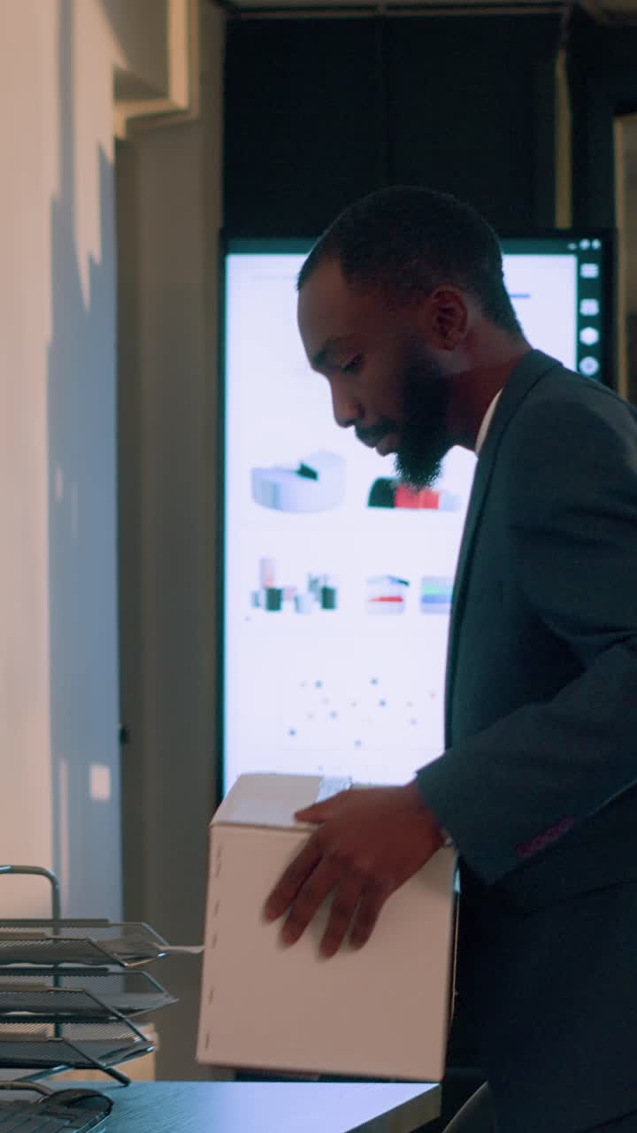 Vertical video Employee deciding to quit job