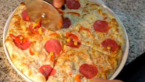 pizza slicing with a round slicer