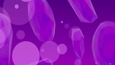 animation of shapes and spots moving over purple background