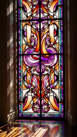 stained glass window with intricate patterns