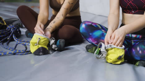 people in a climbing wall centre