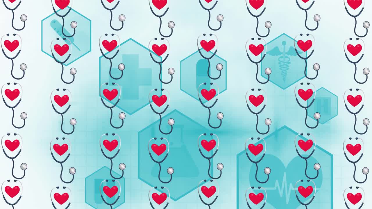 의료 아이콘 위에 심장 아이콘의 애니메이션