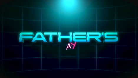 Fathers-Day-with-retro-grid-and-neon-blue-light-in-dark-galaxy