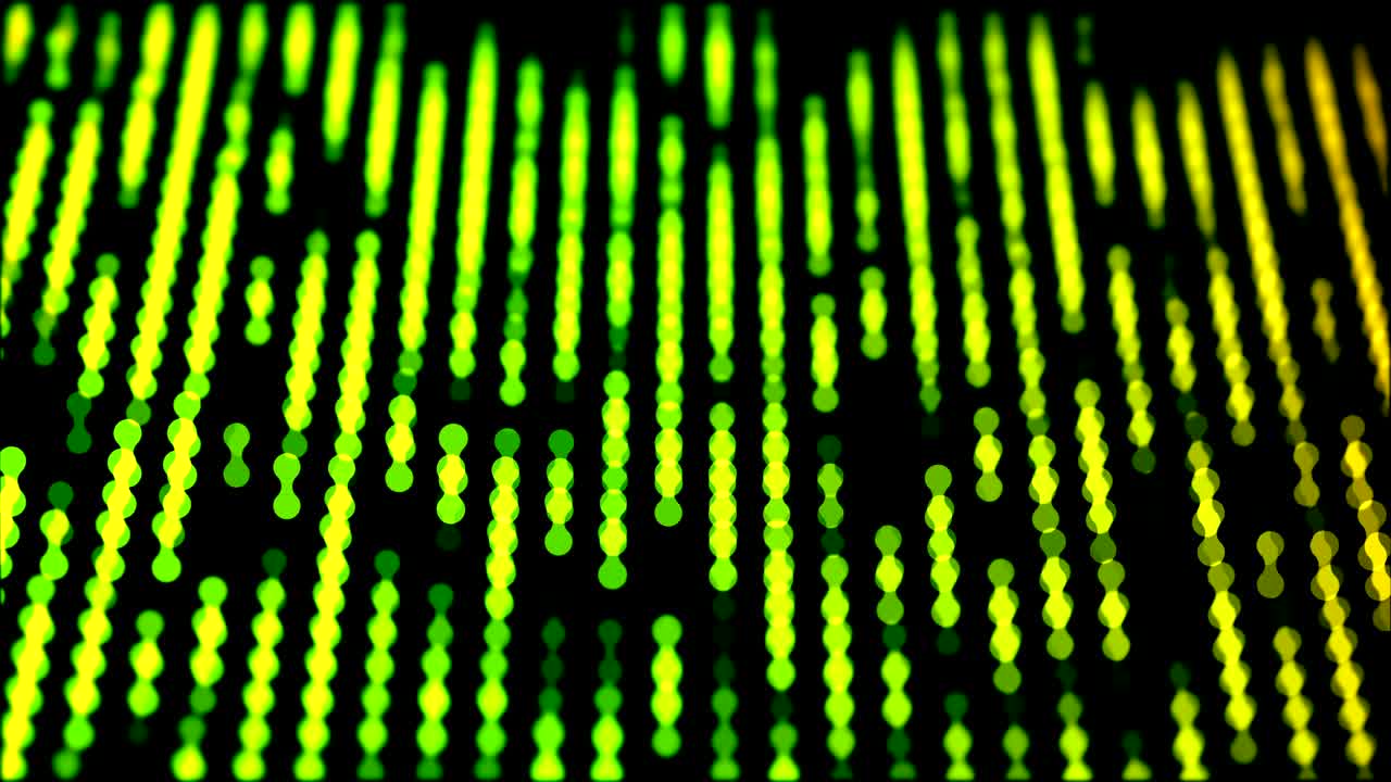 Dots moving down in a row, abstract colorful composition closeup view, loop able 4k horizontal video background