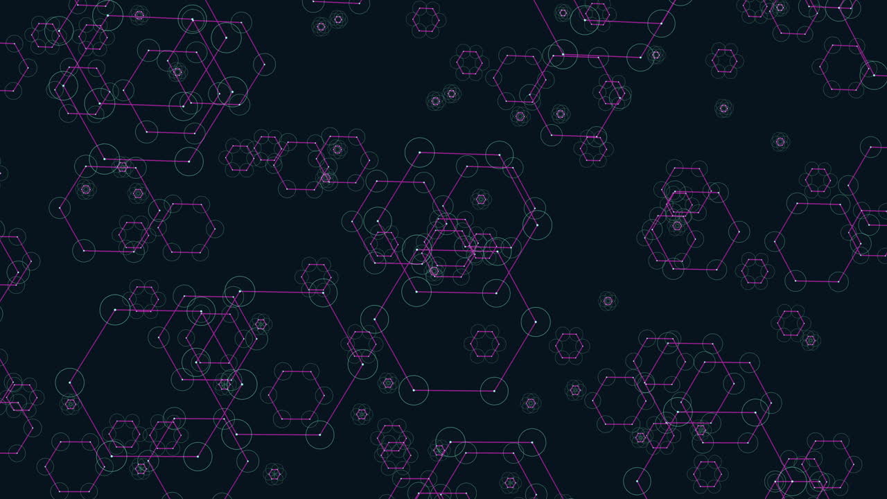 A Group Of Hexagons With Lines And Circles