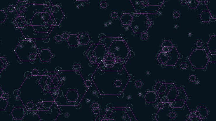 A Group Of Hexagons With Lines And Circles