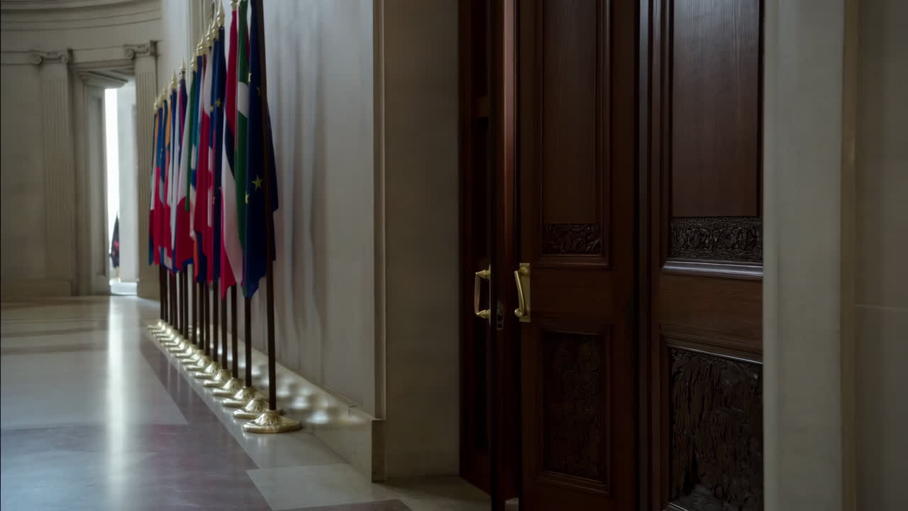 Hallway with International Flags