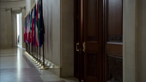 hallway with international flags