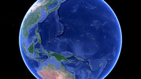 marshall islands with flag. 3d earth in space - zoom in marshall islands outer